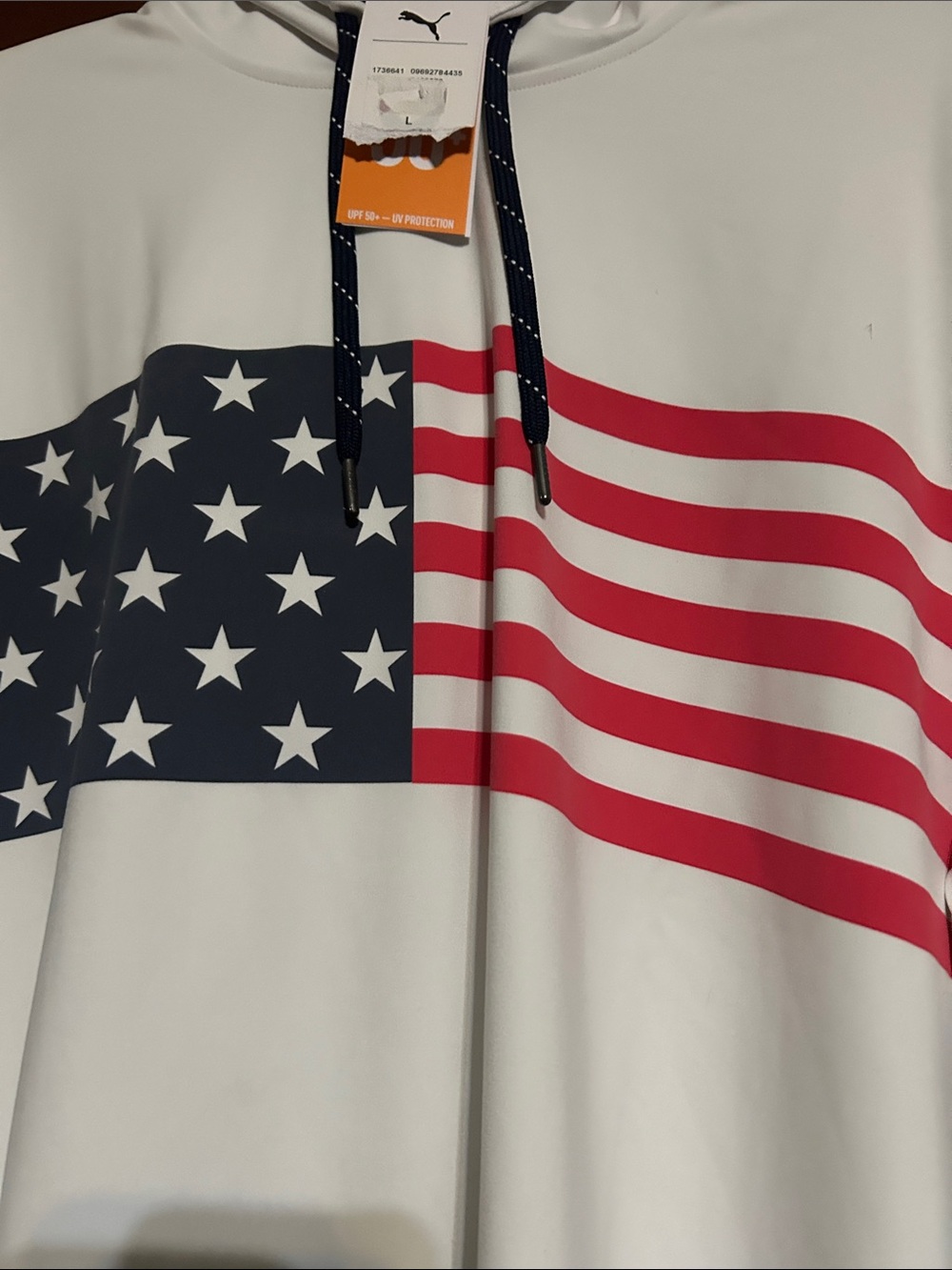 Puma White Hoodie with American Flag Graphic - Picture 7 of 12